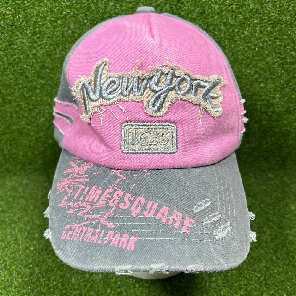 New York Times Square Central Park Distressed Washed Denim Baseball Cap